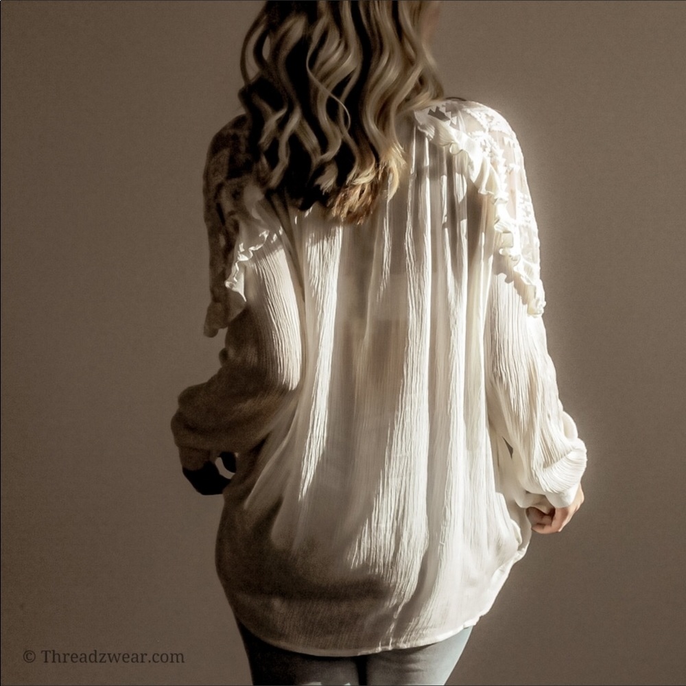 ✨JUST IN✨BOHEMIAN LACE SHOULDER DETAIL BLOUSE - Picture 8 of 8